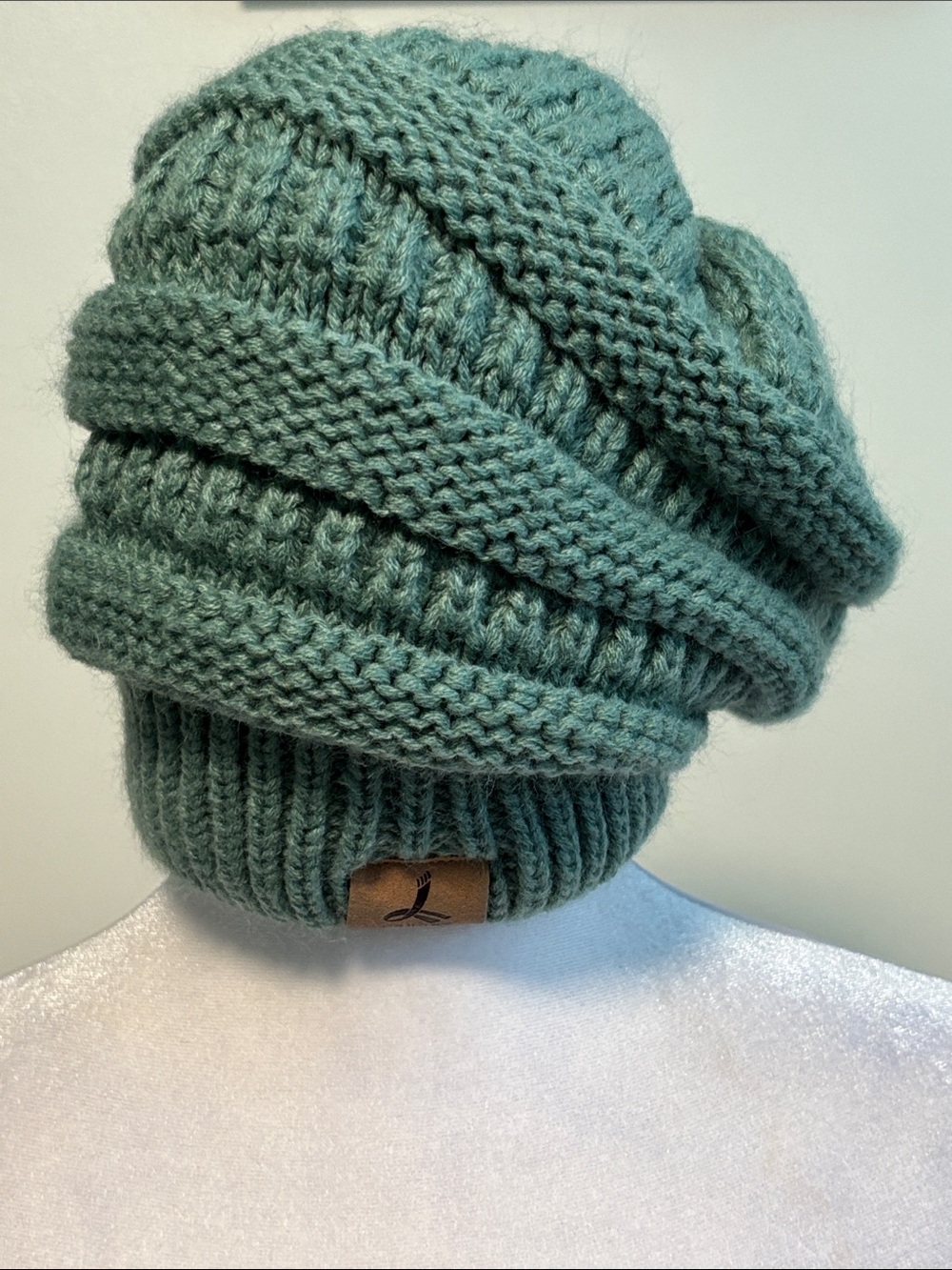 ⭐ 3 for $15 Cozy Knit Slouch Beanie – Sage Green